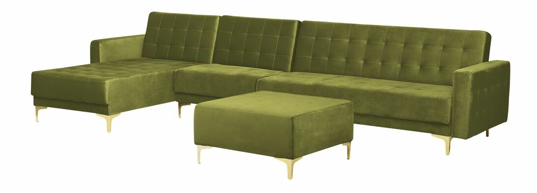 Kutna garnitura za sjedenje s tabureom Aberde (zelena)