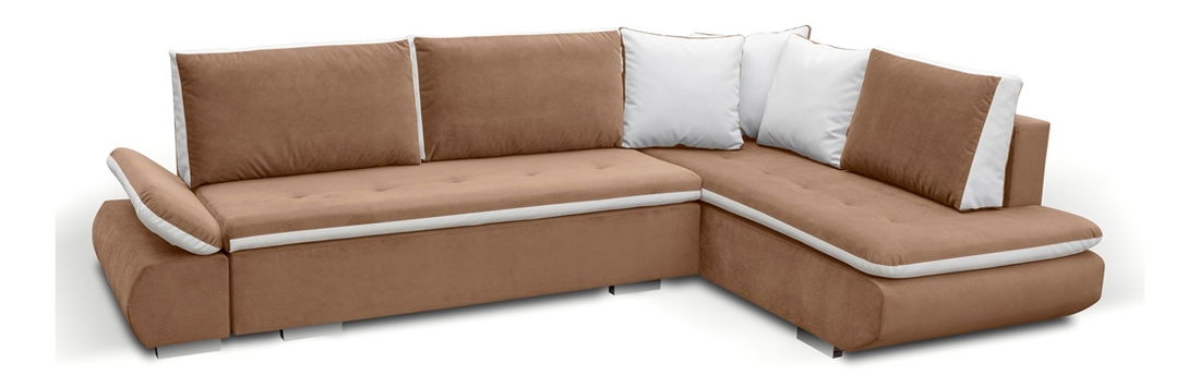 Rohová sedačka Artamo (hnedá + biela) (P)