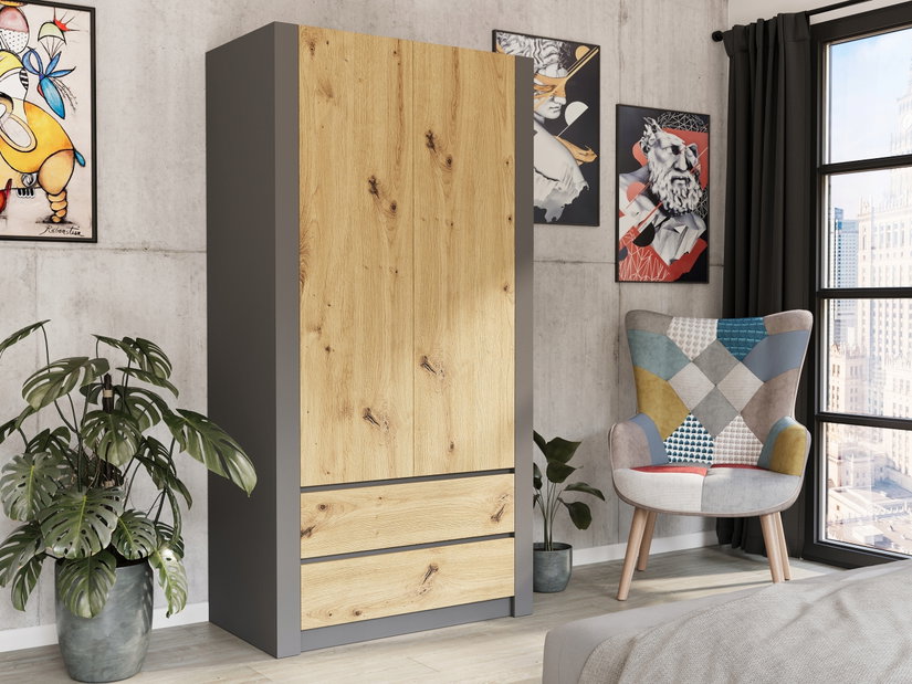 Šatníková skriňa Briala (antracit + artisan)