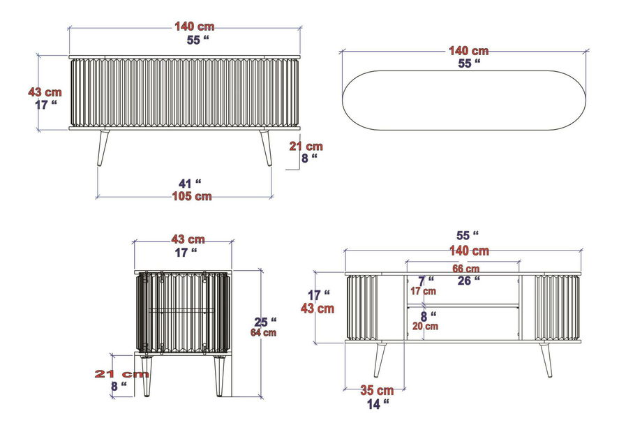 TV stolík/skrinka Stark 140 (dub + biela) 
