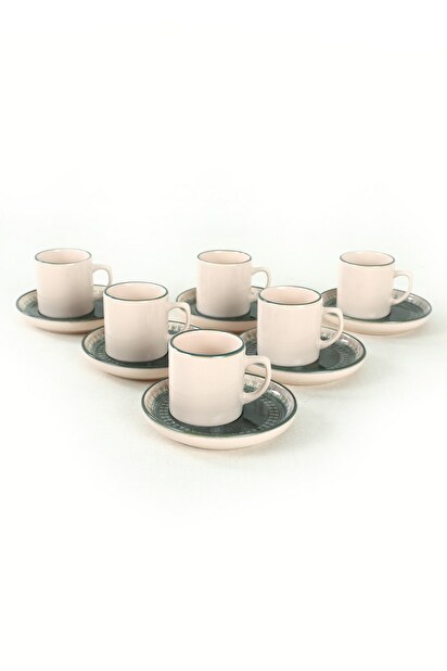 Set cești cafea (12 buc.) Bellise (Crem + verde)