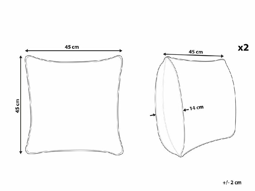 Set 2 ukrasna jastuka 45 x 45 cm Fucia (bež)