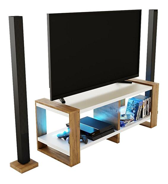 LED TV asztal Nico (arany craft + fehér)