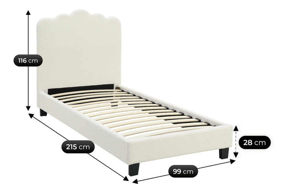 Jednolôžková posteľ 90 cm Catar 90 (krémová) (s roštom)