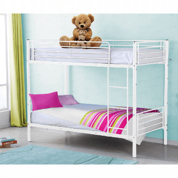 Detská poschodová posteľ 90 cm Kamila (biela) (s roštom)