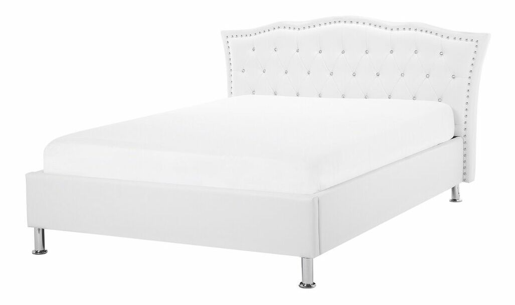 Manželská posteľ 140 cm MATH (s roštom a úl. priestorom) (biela)