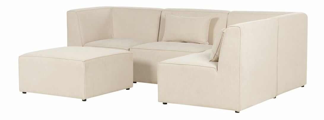 Rohová sedacia súprava s taburetkou Lemia (béž) (L)