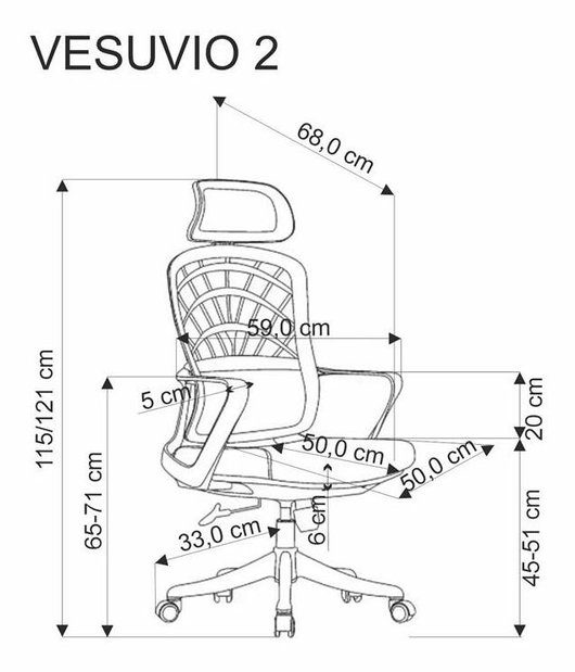 Irodai szék Vesuve 2 (szürke + fehér)