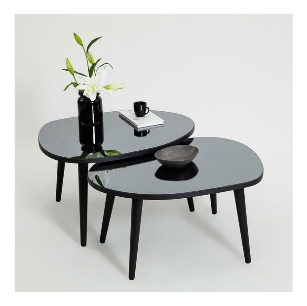 Set 2 buc măsuțe de cafea Gustavo (Negru + Gri)