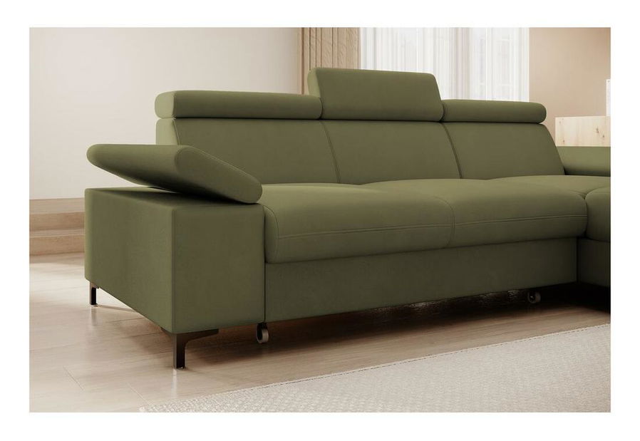 Rohová sedacia súprava Miles (P) (olivová + čierna)