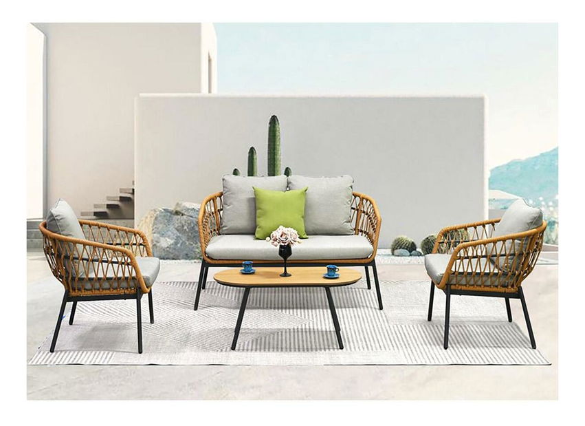 Set mobilier de grădină Artefactos (natural + gri deschis) (pentru 4 persoane)