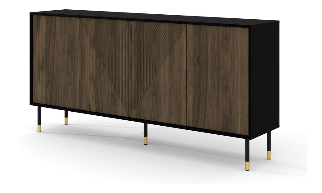 Szekrény 4D 180 Wenty (fekete + Csendes-óceáni dió+ arany)