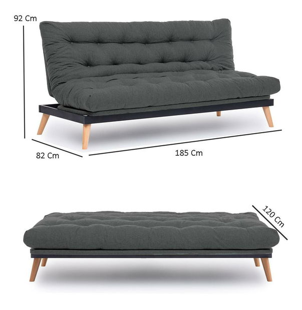 Rozkladacia pohovka Sakotta (zelená + drevo)