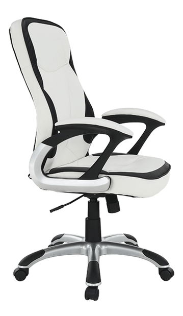 Fotoliu de birou Aefa (piele ecologică Alb + negru)