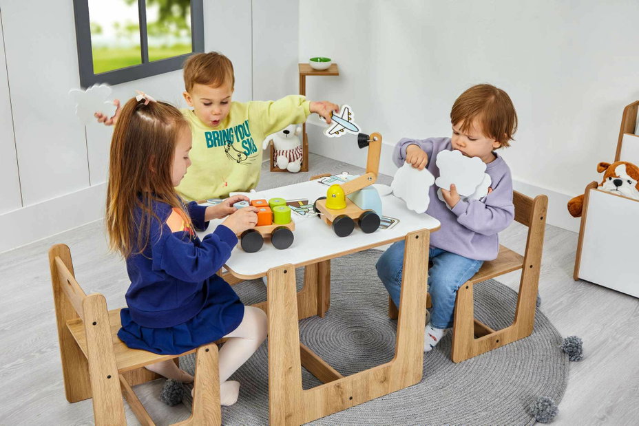 Set detský stolík a stolička Callie 2 (biela + naturálna)
