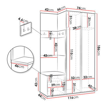 Mobilier hol Tovenaz XXVI (stejar artisan + negru)