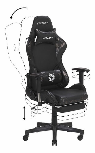 Irodai szék VITTORE (szintetikus bőr) (fekete + camo)