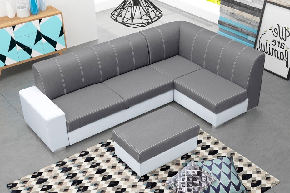 Sarokkanapé Monique (világosszürke + fehér) (J)