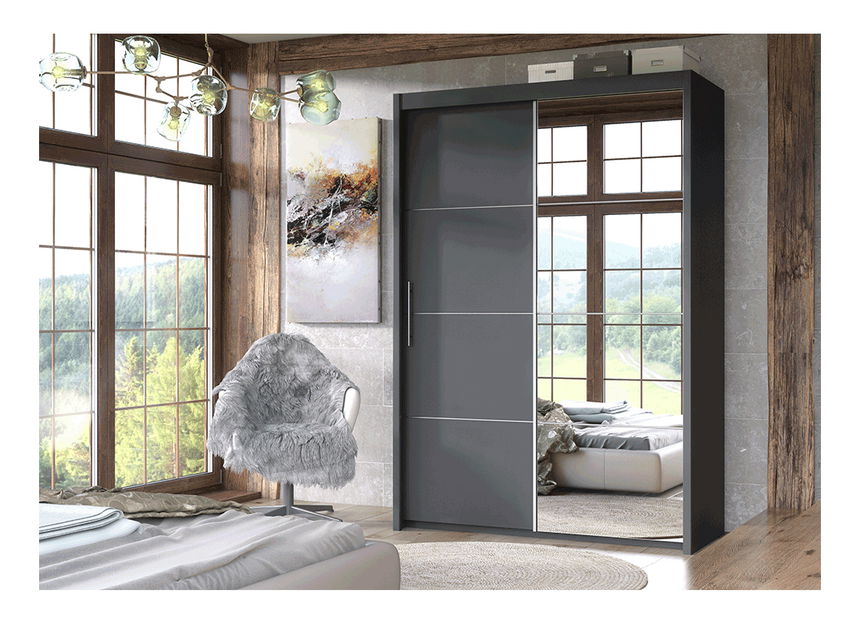 Šatníková skriňa Kelippa 150 cm (sivá)