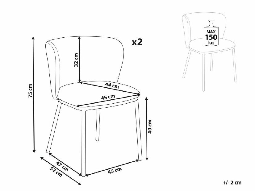 Set 2 buc scaune sufragerie Minik (gri boucle)