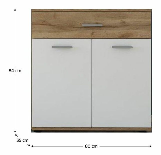 Komód IRIS (wotan tölgy + fehér)