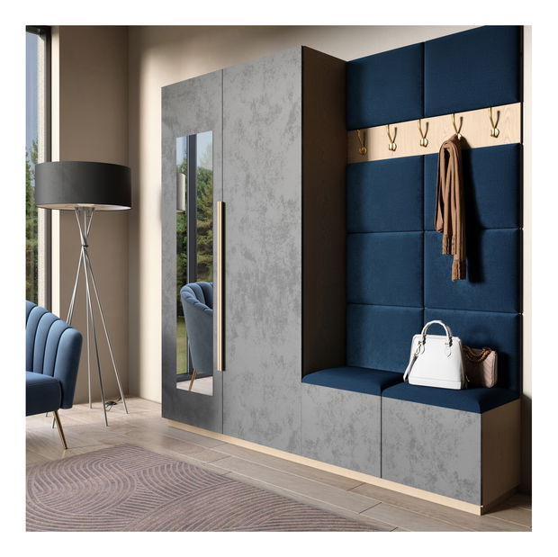 Set 10 panouri tapițate Quadra 100x200 cm (Albastru)