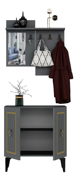 Előszoba bútor Tideno (antracit + arany) 