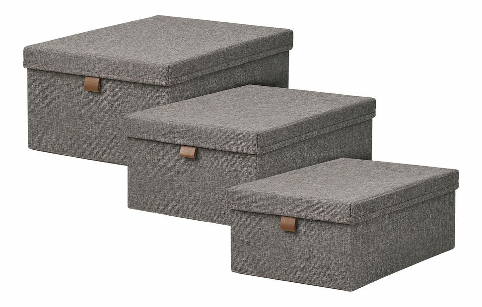 Set 3 ks úložných boxov Nvaravia 5 (tmavosivá)