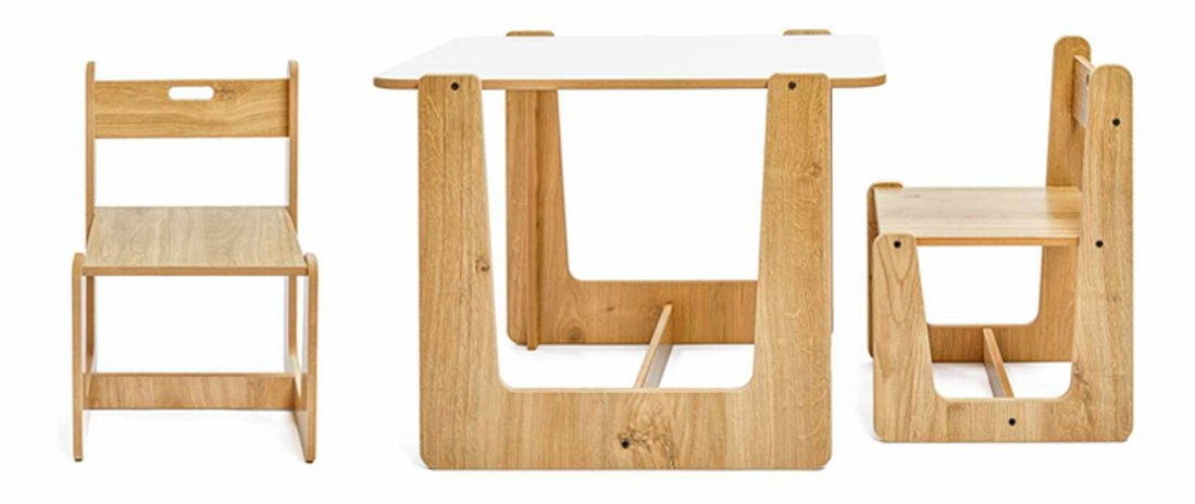 Set detský stolík a stolička Callie 2 (biela + naturálna)