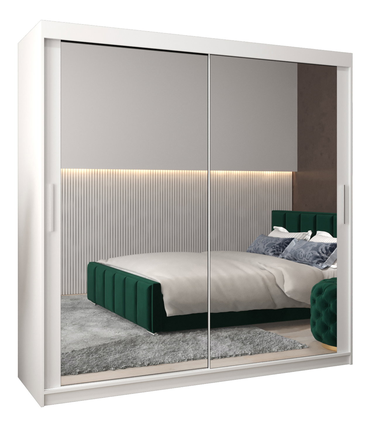 Ruhásszekrény 200 cm Toki 3 (matt fekete + matt fehér)