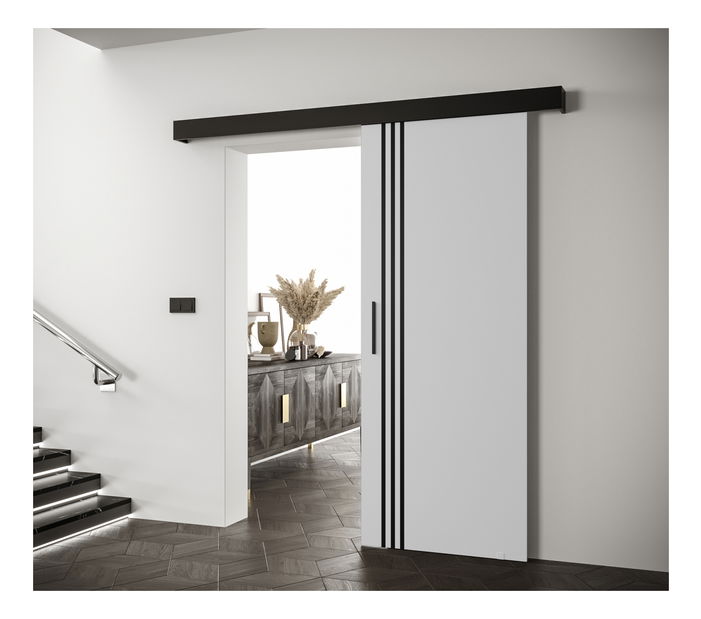 Uși culisante 90 cm Sharlene VI (alb mat + negru mat + negru)