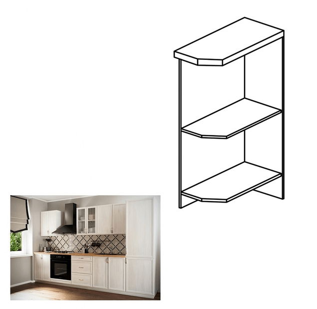 Alsó konyhai polc D25PZP Sillina (fehér)