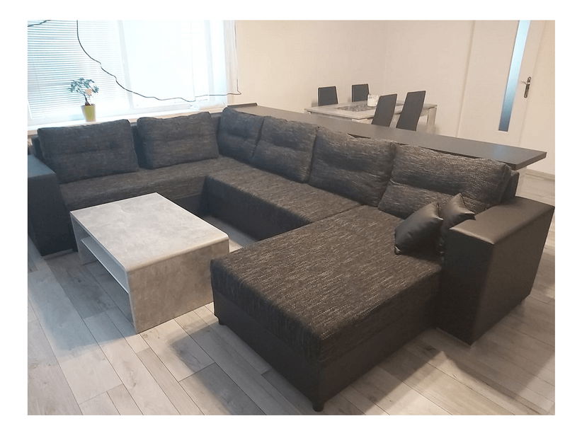 Rohová sedačka v tvare U Stalira (čierna)