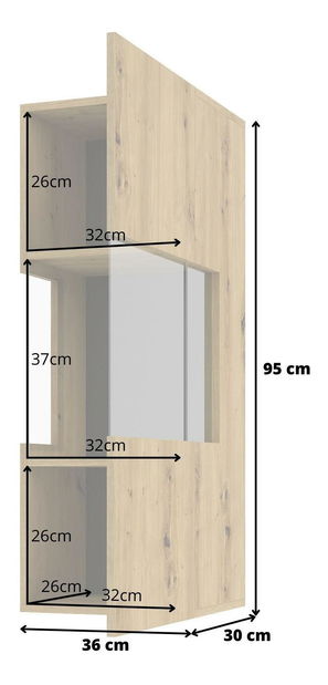 Vitrină de perete Avernic Typ 07 (negru + Stejar artisan)