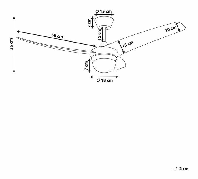 Stropný ventilátor so svetlom Jibza (čierna)
