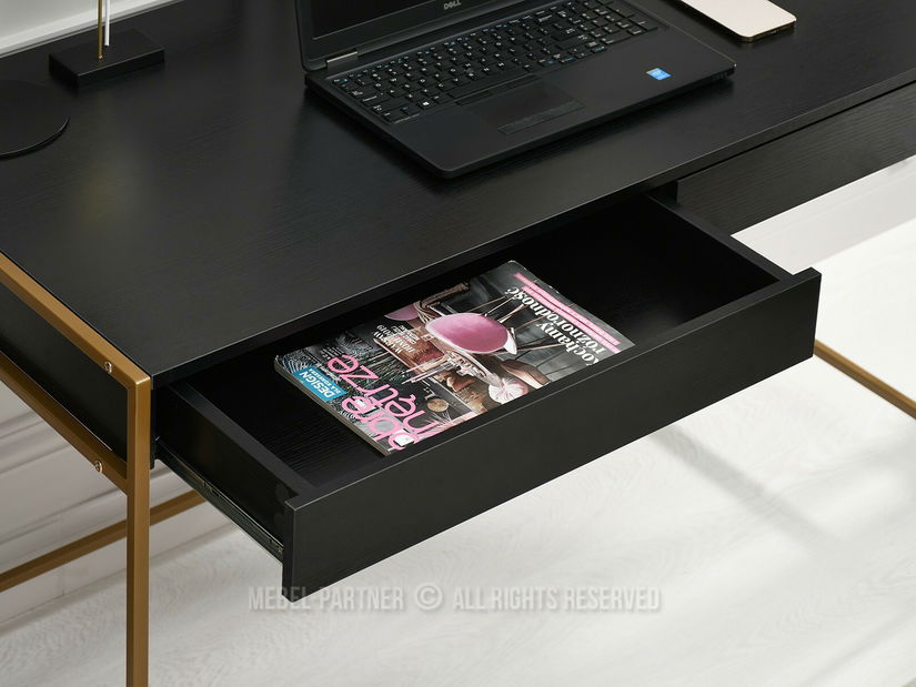 Masă PC Unica (lemn negru + auriu)