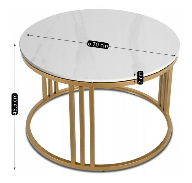 Stolić za kavu Kenrucky (bijeli sjaj + zlatna) 