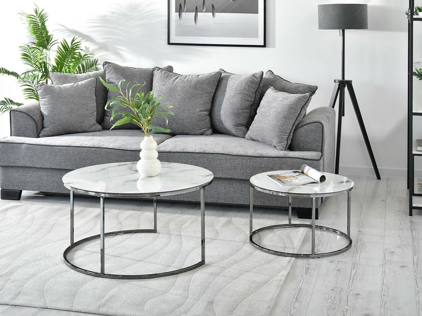 Măsuță de cafea Grande (marmură albă + negru)