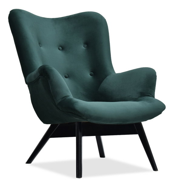 Fotoliu de design Florentino (verde închis + stejar)