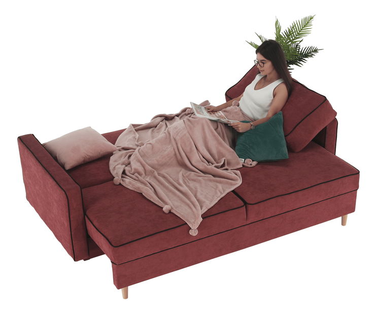 Háromszemélyes kanapé Banuga (rózsaszín + fekete)