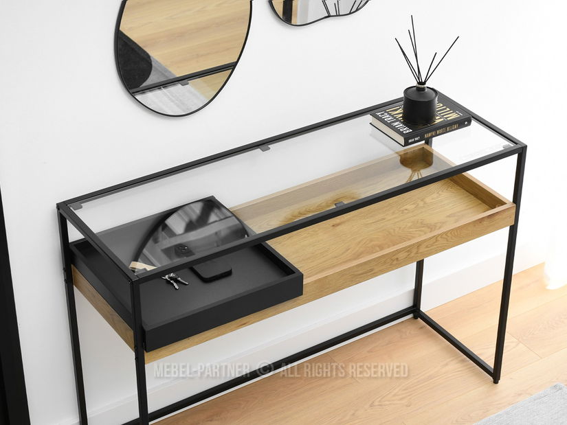 Konzolový stolík Eliash (dub + čierna)