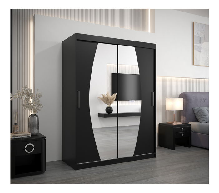 Dulap de haine 150 cm Eclipse (Negru mat + Negru mat)