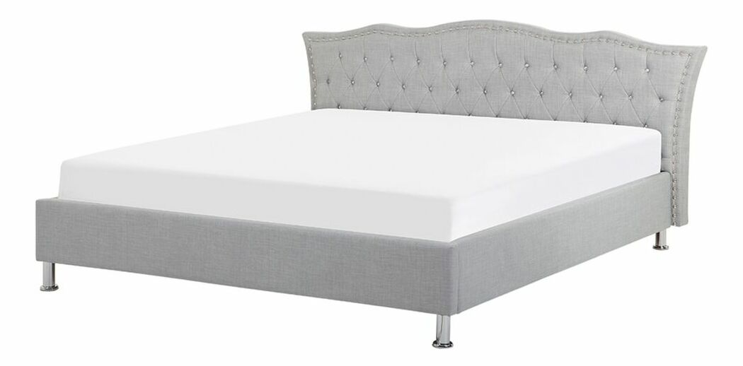 Franciaágy 160 cm MATH (ágyráccsal és tárolóhellyel) (szürke)