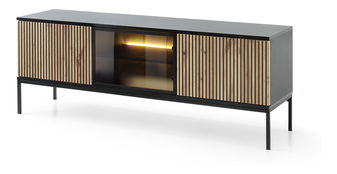 Masă TV Silvano RTV154 (Negru + Stejar wotan) (cu iluminat LED)