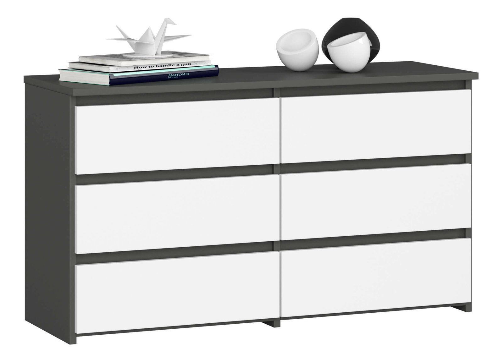 Comodă Crueldad (grafit + alb)