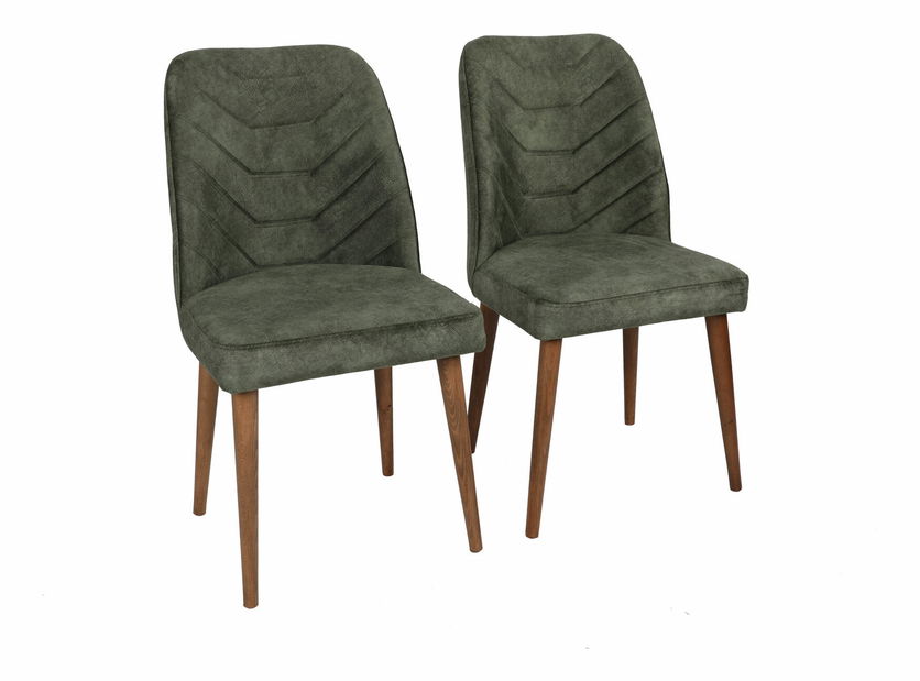 Set 2 scaune Dafne (Nuc + Verde închis)