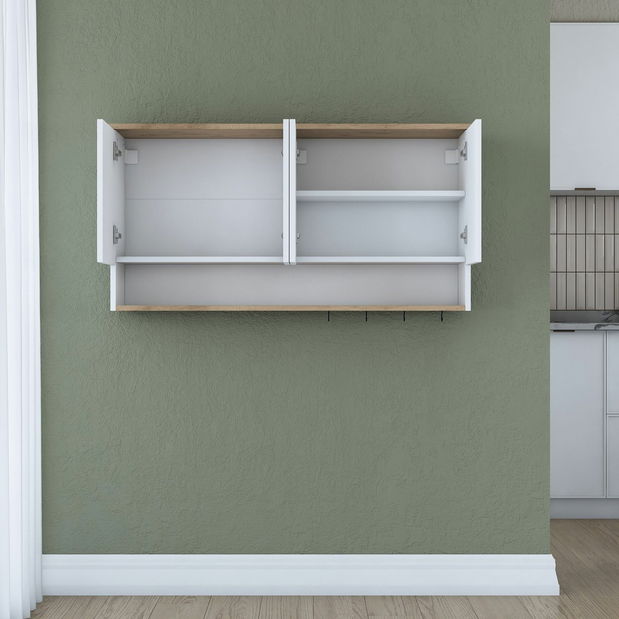 Dulap superior de bucătărie Jeano (nuc + alb)