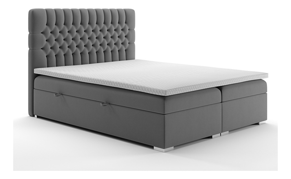 Manželská posteľ Boxspring 180 cm Daliny (sivá) (s úložným priestorom)
