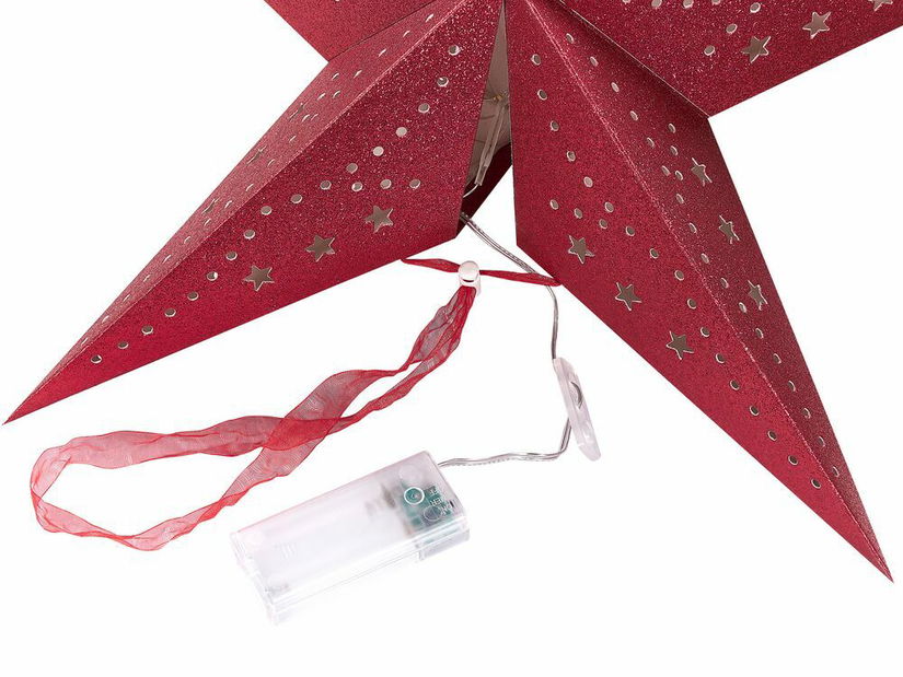 Set 2 ks závesných hviezd 45 cm Monti (červená trblietavá)