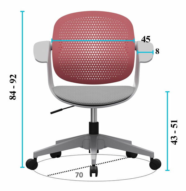 Kancelárska stolička Sissi (sivá + ružová)